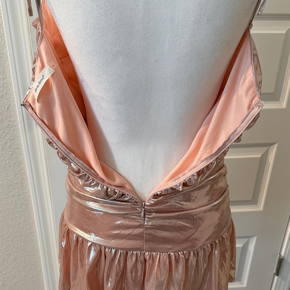 idem ditto Pink Metallic Ruffle Mini Dress - Picture 4 of 6